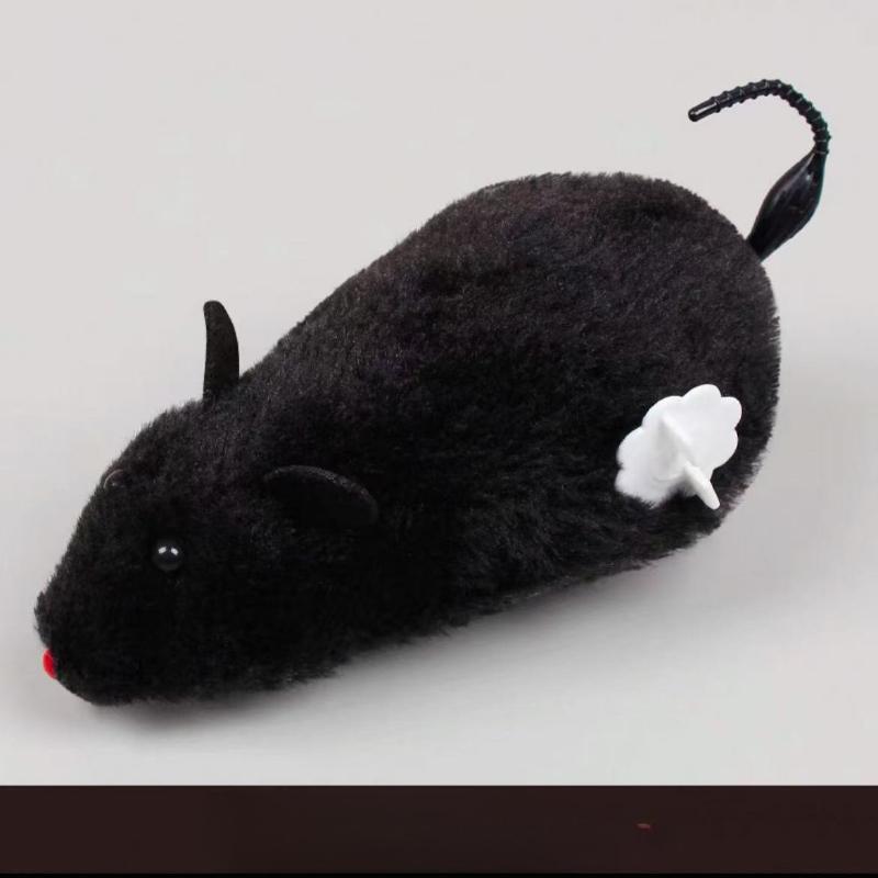 Giocattolo per gatti, Topolino, Giocattolo di peluche per gatti domestici, Topo simulato, Topo a orologeria, Autopiacere del gattino, Prendersi gioco di cani e gatti nero