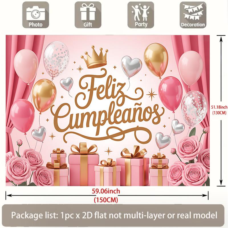 1pc Photography Birthday Background - Polyester Banner