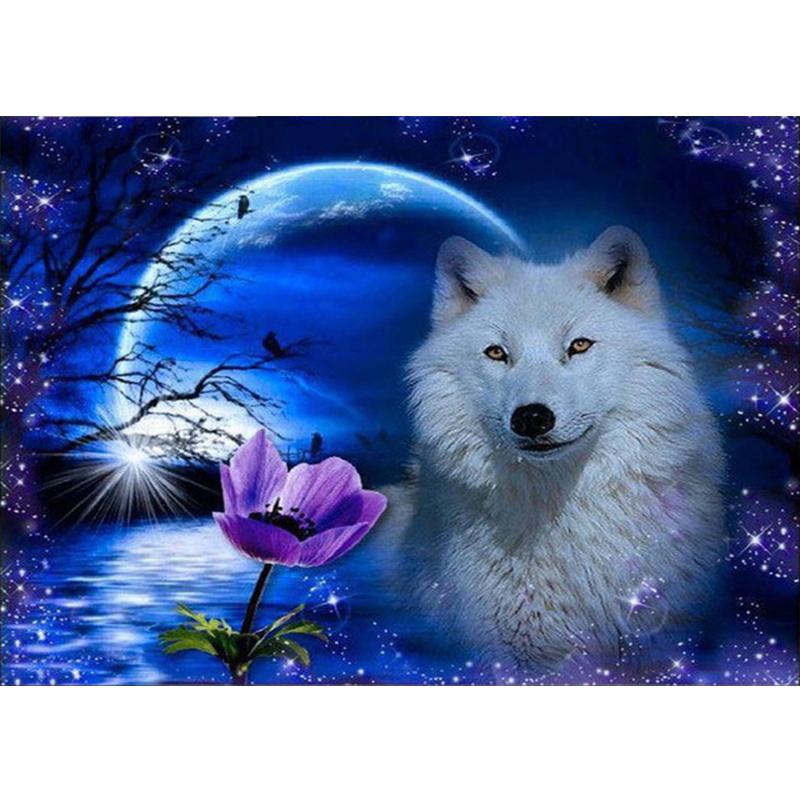 5D-Diamantmalerei, Wolf, rund, Kreuzstich, Diamantstickerei, Tiere, Perlenbild, Kits, Kunsthandwerk, Heimdekoration
