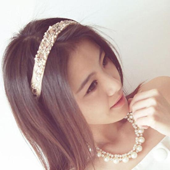 Süßes Damen-Haarband aus Spitze, Kunstperlen, Strass-Kristall-Stirnband, Kopfschmuck