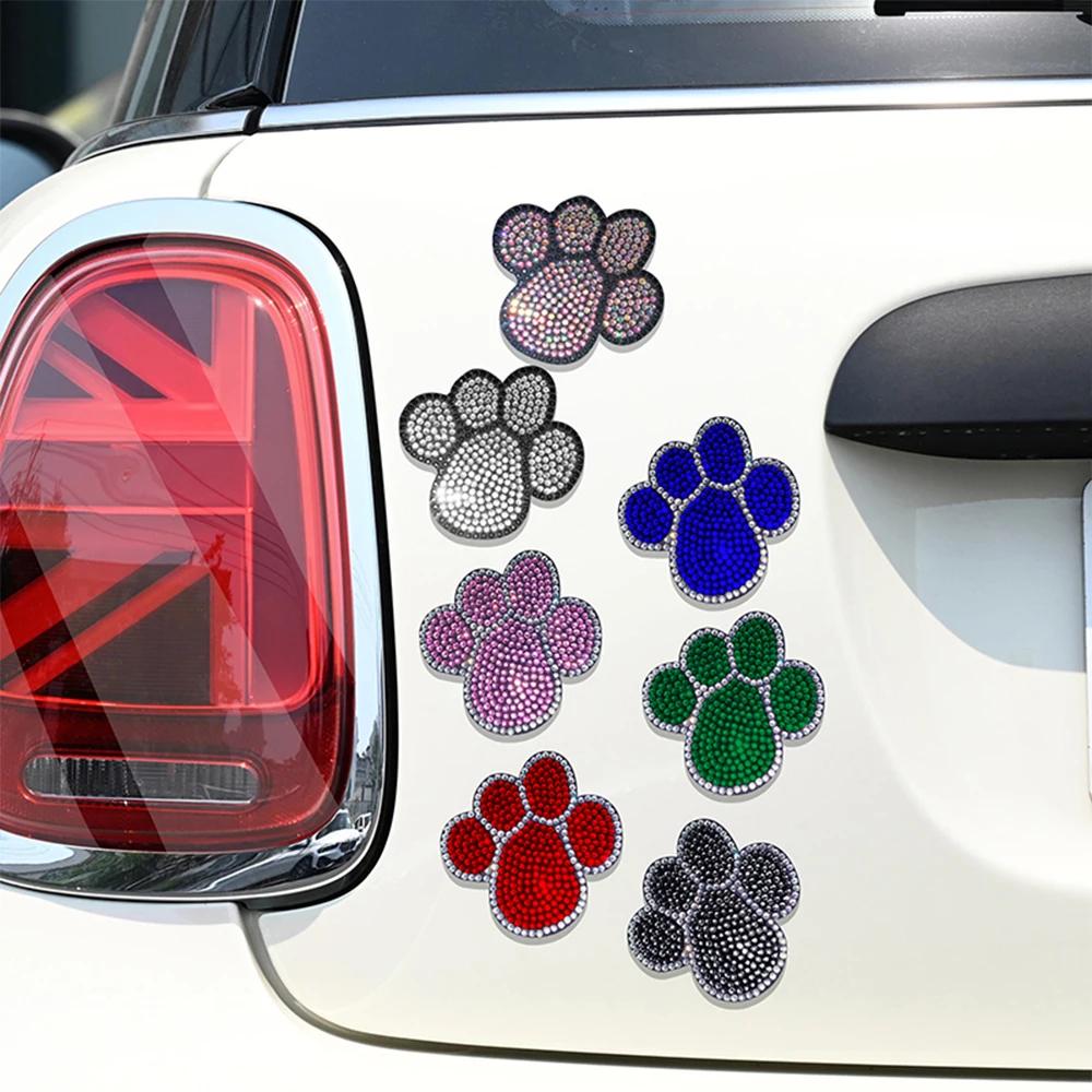 Diamond Crystal Car Stickers Dog Paw Stickers Cute Palm Print Body Tail Scratch Stickers Exterior Decoration Auto Accessories