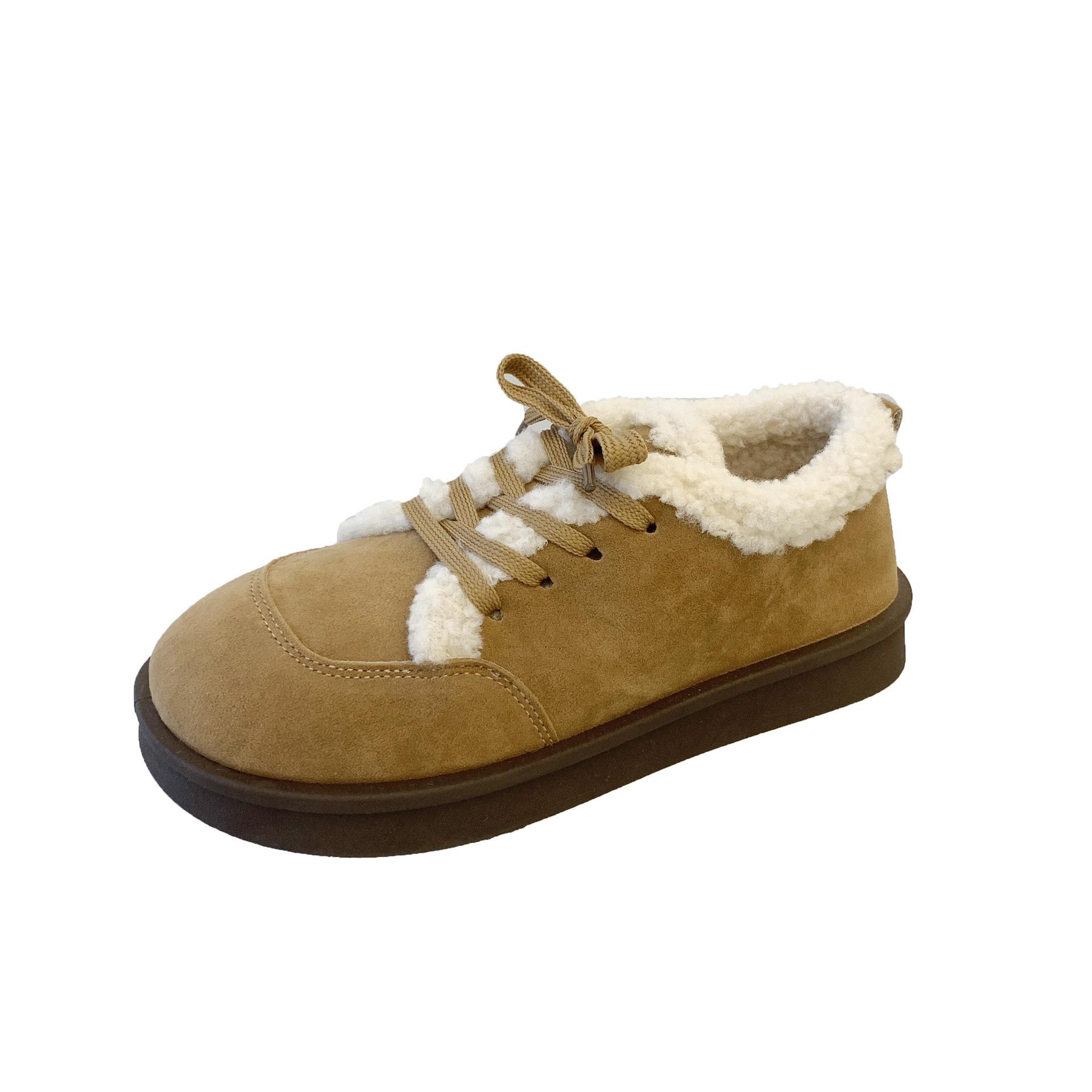 

thick-soled niche velvet casual sports cotton shoes women s shoes 2024 new autumn and winter warm fluffy single shoes 35 хаки