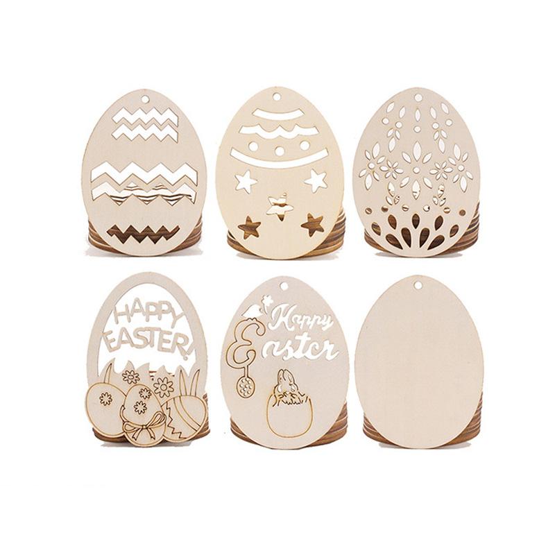 10 Stück/Packung DIY Ei Holzscheiben Basteln Frühlingsdekoration Partyzubehör Osterhase Holz