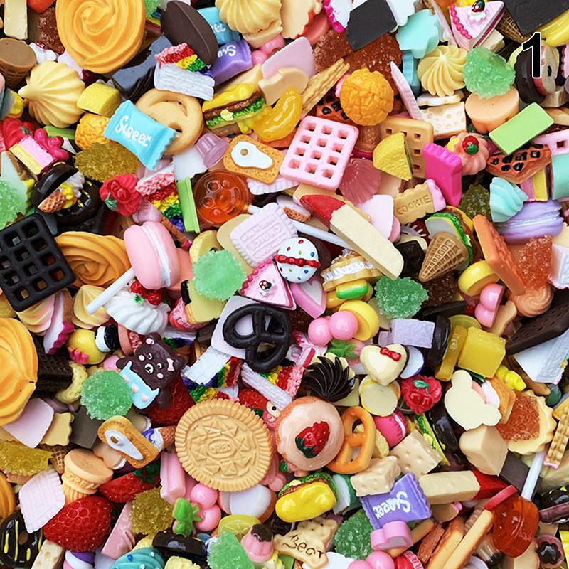 10 Adet Mini Oyuncağı Yiyecek Pasta Bisküvi Donutlar Minyatür Cep Telefonu Aksesuarları