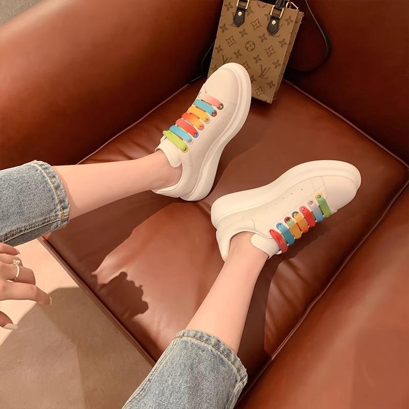 

Platform white shoes women s shoes summer new muffin shoes inner height increase couple board shoes spring and autumn versatile leather breathable 40 (female size)