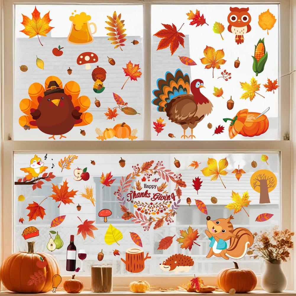 Autumn Window Stickers Maple Leaf Stickers Thanksgiving Decor