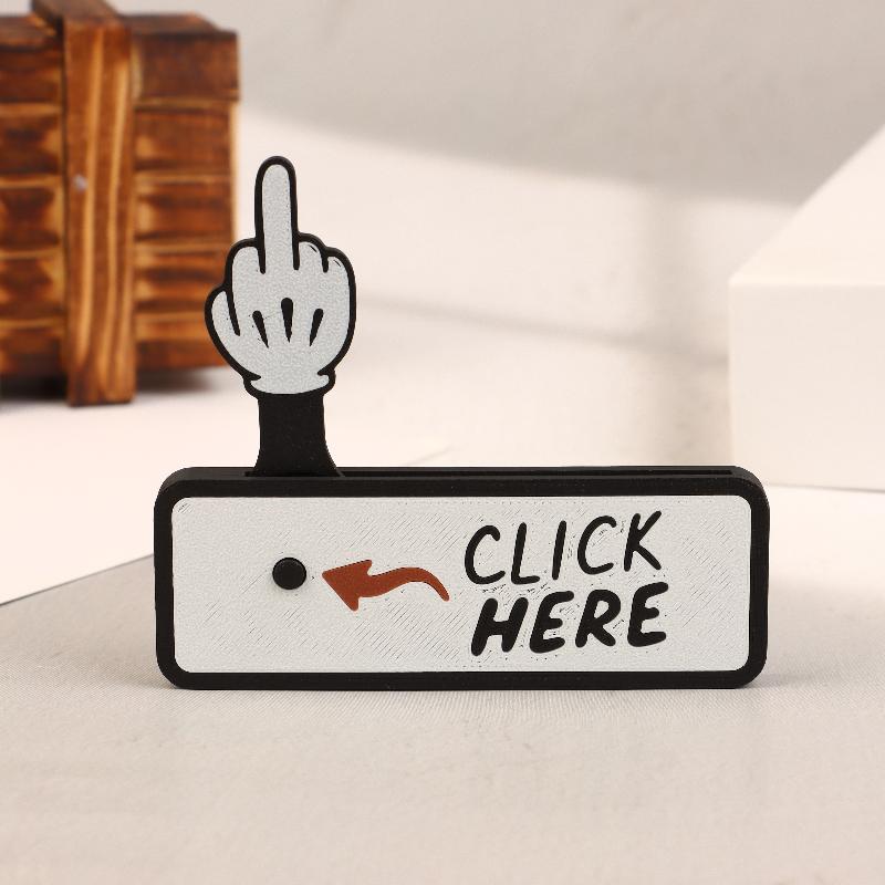 

3D Printed The Click Here Surprise Butto Hilarious Prank Gift Funny Pop-Up Middle Finger Fidget Toys one size