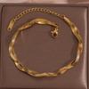 Fashion Jewelry Anklets Woven Snake Chain Anklet 18K Gold Plated Stainless Steel Anklets for Women