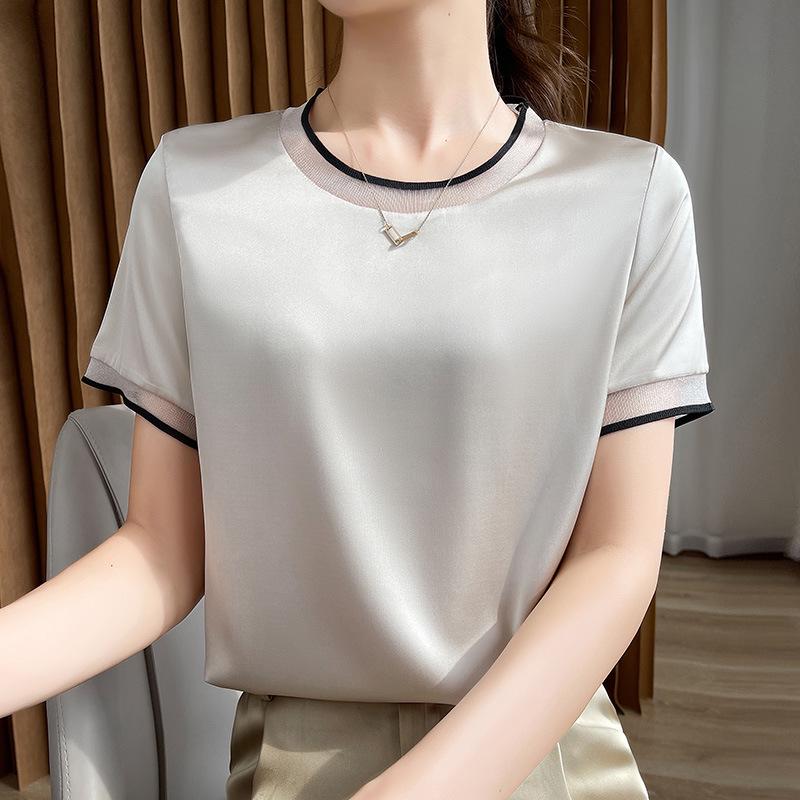 Women s Sweetheart Neck White Mesh Splice T-shirt XL