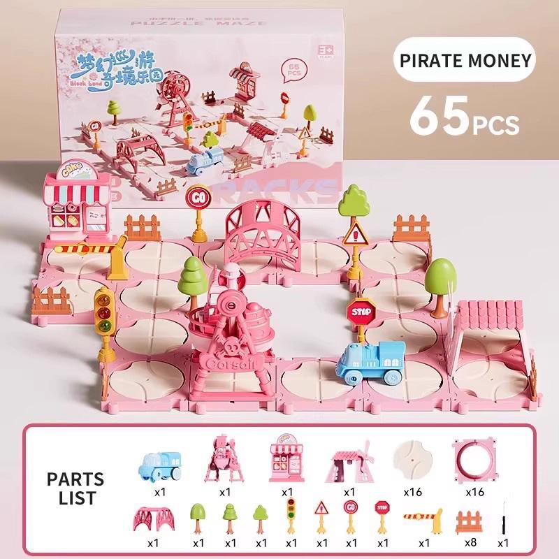 

Princess Castle Puzzles Electric Rail Car Creative Games DIY Assembling Scene Map Rail Train Children Toys Fun Christmas Gifts