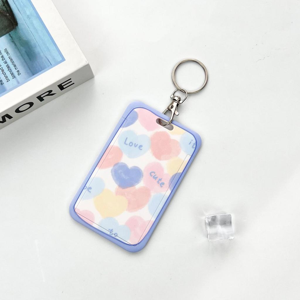 Ins Student Id Card Holder with Lanyard Slide Cover Transparent ABS School Card Cover Game Cards IC Card Protective Cover