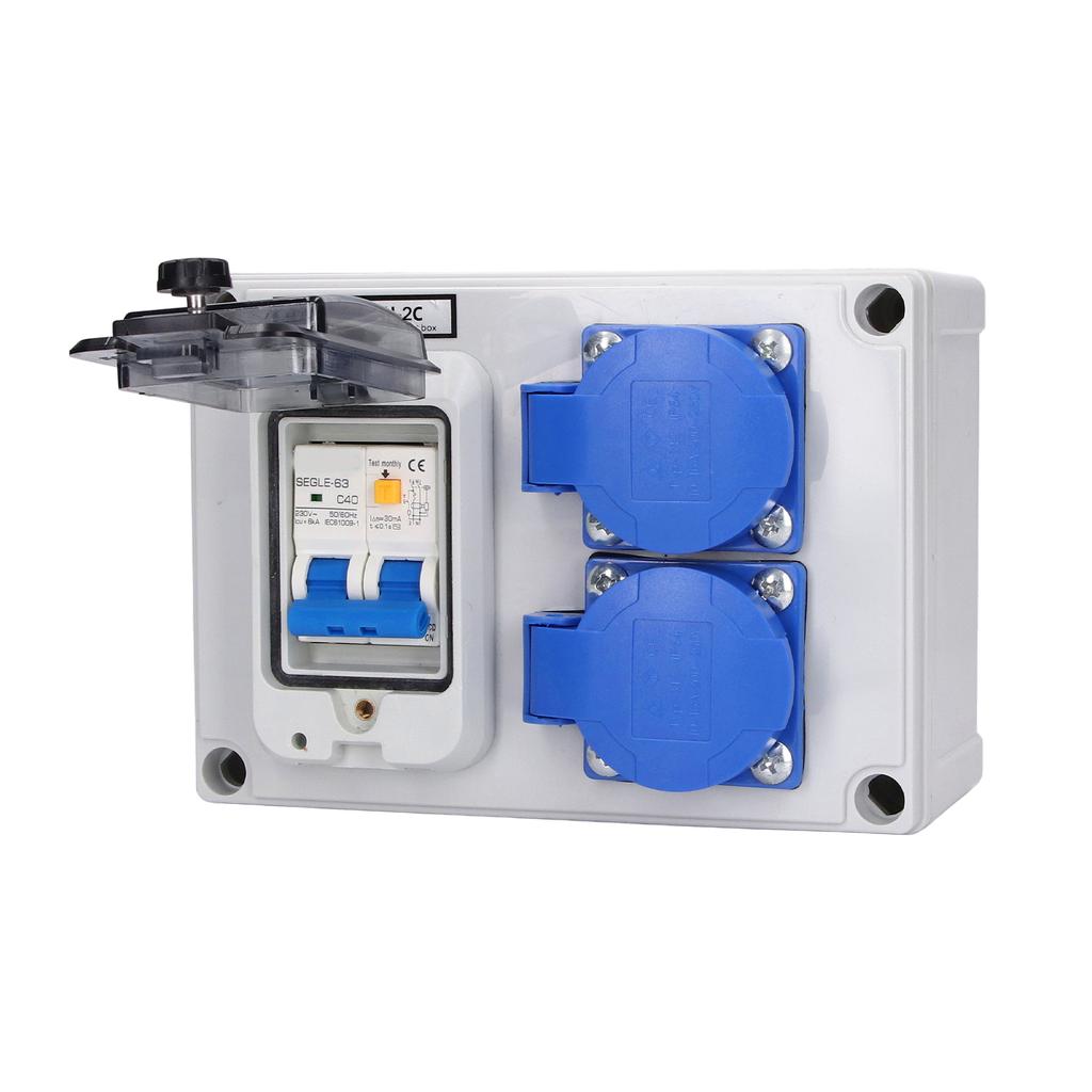 Wall Socket Dual German Power Outlet Box Receptacle 200250V with 40A 1P+N RCD