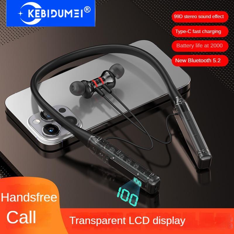 Magnetic Bluetooth 5.2 Earphone Music Headset Neckband Sport Earbuds Real Time Power Display with Mic
