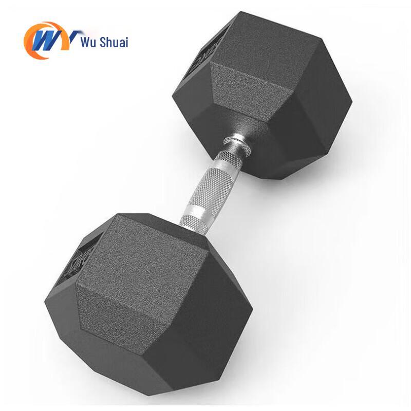 Hex Rubber-Coated Dumbbells & Storage Racks