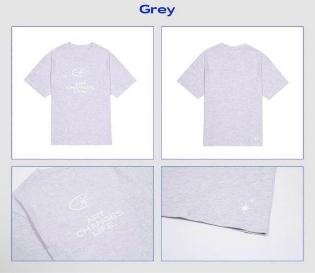 [USED] treasure Wonderwall T-shirt, gray, with trading card.