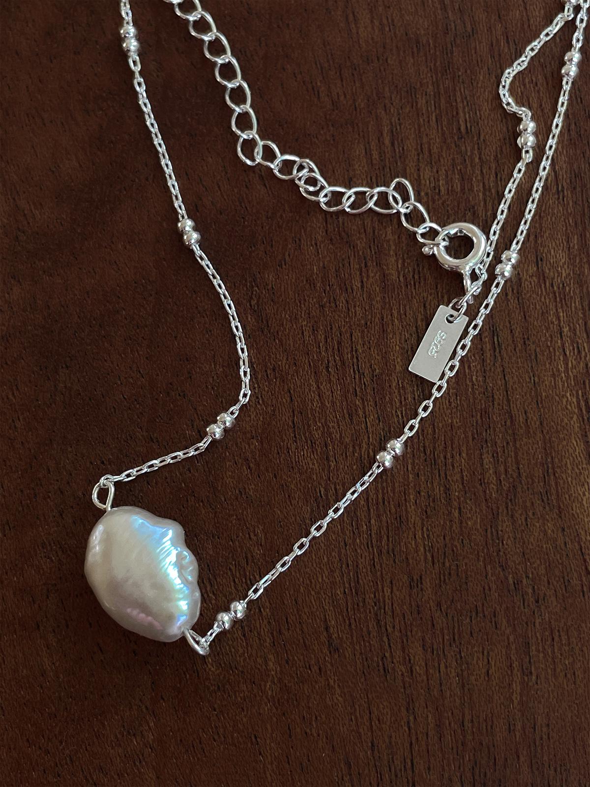 

Ожерелье с подвеской из натурального барочного жемчуга, милая, классная, женская, нишевая, премиум-цепочка для ключицы, ювелирные изделия из стерлингового серебра 925 пробы 925 silver