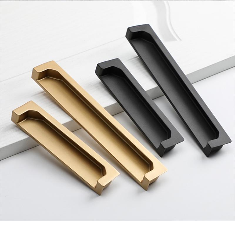 Zinklegierung Einlassbarer Klappgriff Griff Schrank Schubladengriffe Schranktür Eingelassener Öffnungsschlitz Schiebetürgriff Verlängerter Griff