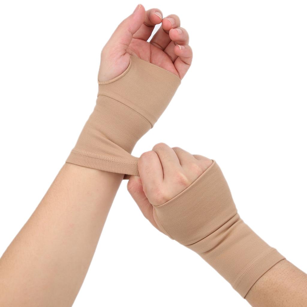 1 Pair Set Wrist Protective Brace Carpal Tunnel Support Fingerless Arthritis GlovesSkin Color