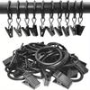 12/36/40 Stück Vorhangring mit Clip, Vorhangclip mit Ring, Aufhänger Vorhangring 33 mm/1,26 Zoll Bohrung, montierte Gardinenstange Vintage Schwarz