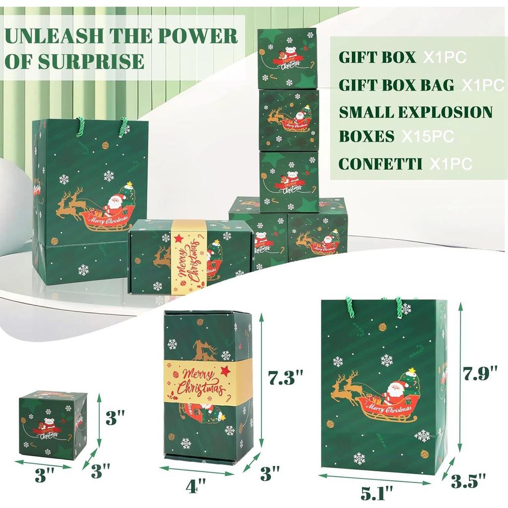 Scatola Pop-up di Natale, Scatola Regalo Creativa per Compleanno, Busta Rossa Pieghevole Rimbalzante Scatola Regalo