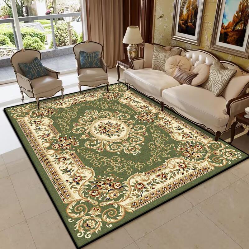 Luxury Green Living Room Carpet European Style Decoration Large Area Sofa Non-slip Rugs Bedroom Lounge Fluffy Plush Floor Mat