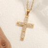 Adjustable Zirconia Cross Necklace: Stainless Steel Women's Clavicle Chain