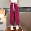 Girls' Pants Summer Children's Ice Silk Mosquito Proof Pants Summer Clothes Long Pants Sun Protection Thin Design Drawstring Cuffs