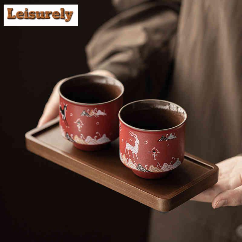 2pc/set Forbidden City Teacup Luxury Tea Bowl Beautiful Tea Cup Tea-tasting Personal Cup Chazhan Master Cups Wedding Gift Box