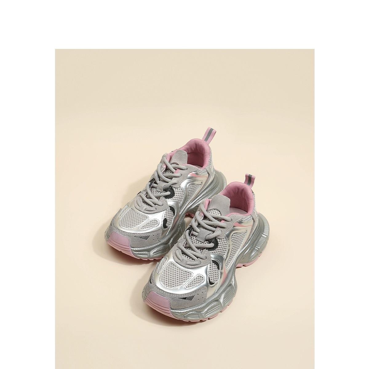 

[Garoa] Парижская спортивная повседневная обувь на толстой подошве. Женские розовые туфли для папы. Женские весенние новые модные туфли