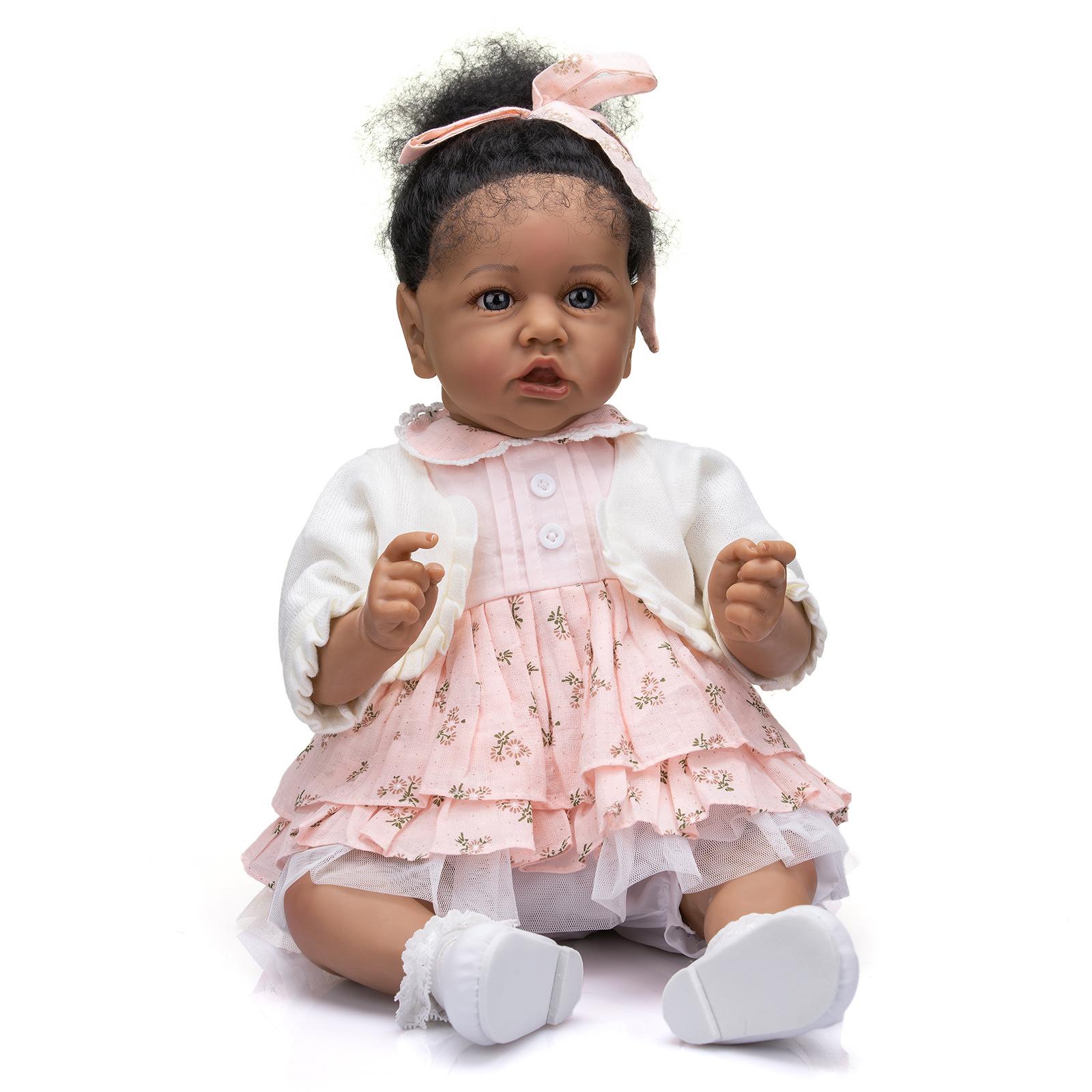 Saskia 55cm Black Skin Cute Baby Doll 55cm fabric body