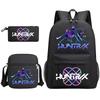 Cartoon Print School Backpack Set Teens Shoulder Bag Pencil Case Bookbag Oxford Fabric Ergonomic Straps