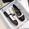 Autumn New Camellia Mary Jane Shoes with Jk Single Shoes Round Head Small Leather Shoes Women