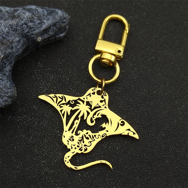 Hollow Manta Ray Sea Devil Fish Necklace For Women Men Stainless Steel Gold Color Coconut Tree Tropical Marine Scenery Jewelry