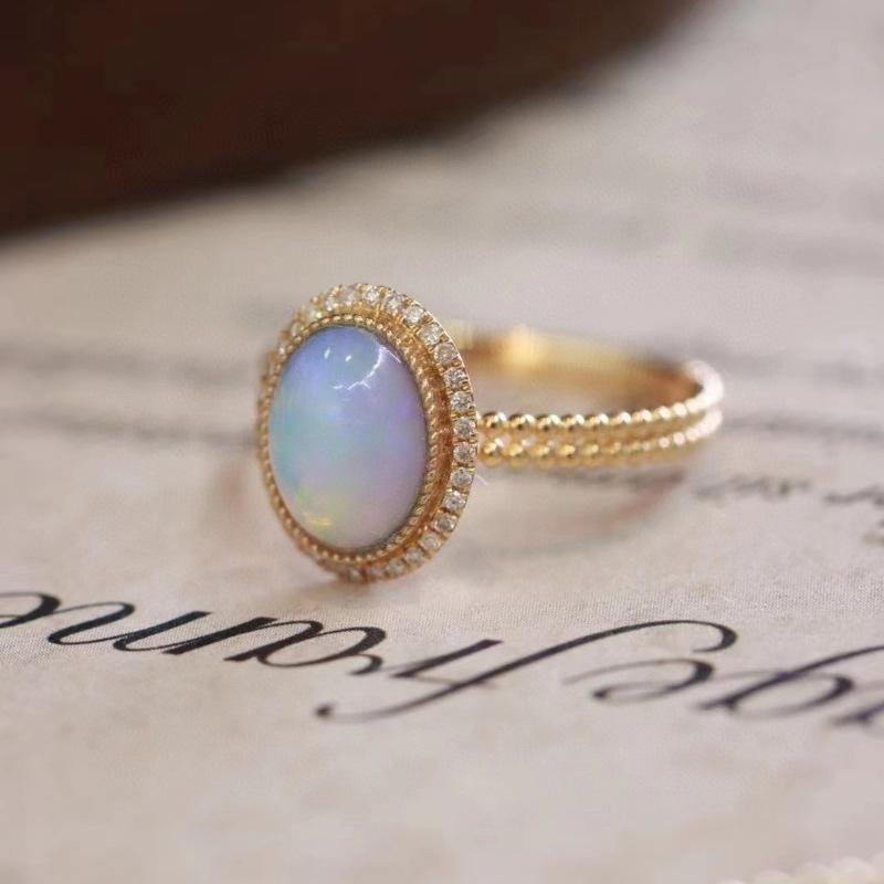 Contemporary Geometric Opal Ring For Women In Playful Candy Shades And Adjustable Size