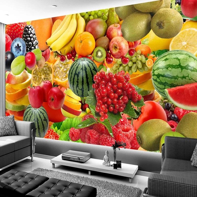 Papier Peint Moderne 3d Stéréo Photo de Fruits Papier Peint Cuisine Magasin de Fruits Fond Décor Mural