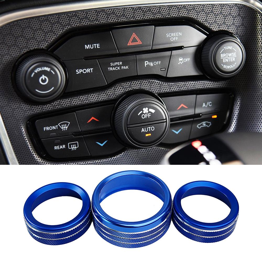 For Dodge Challenger RT SXT 2015-2019 2020 Radio Volume Knob Rings Cover Headlight Control Air Condition Switch Knob Accessories OO1