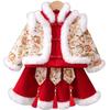 Winter-Hanfu für Mädchen: Samtgefütterter Tang-Anzug für Geburtstage & Neujahrsfeiern, Formelle Kleidung zum ersten Geburtstag, Chinesischer Stil.