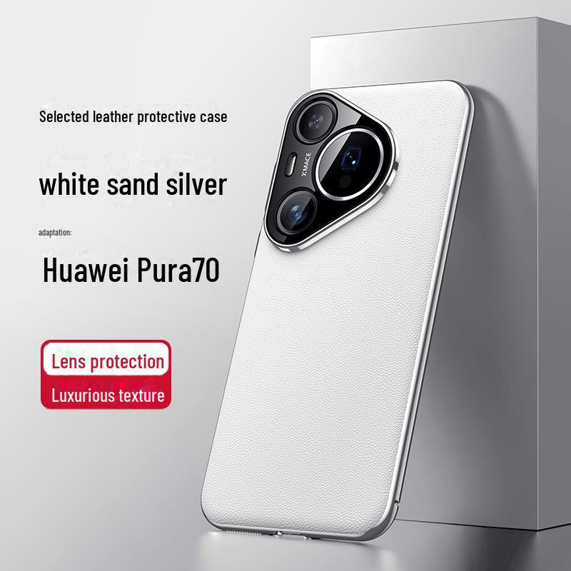 Hochwertige galvanisierte Lederhülle für Huawei Pura70/Pura70 Pro – Rundumschutz und ultraklare Linsen