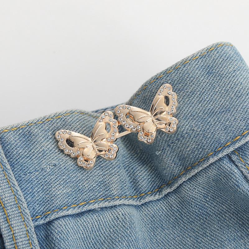 Clip Regolabili con Bottone Jeans per Pantaloni Gonne Stringivita Fibbia Bottone a Pressione Regolatore Spilla a Farfalla Bottone Forniture per Abbigliamento