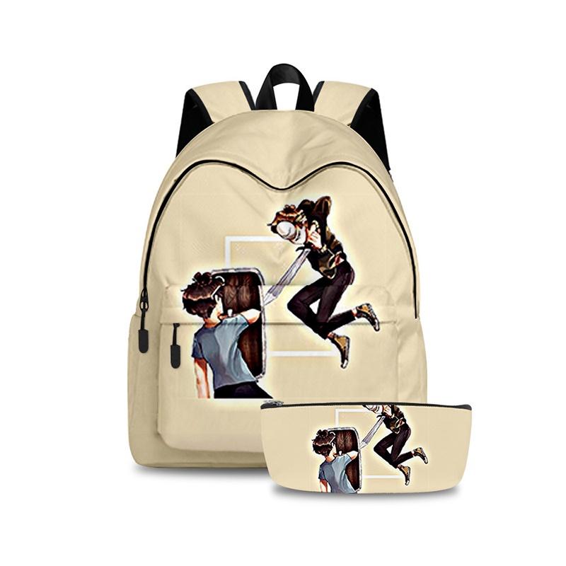 2pcs/set Dreamwastaken Dream Smp 3d Printed Backpack Schoolbag Pencil Bag For Men And Women