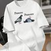 Europese Maat Duif Staat Dubbel Interesse Graffiti Amerikaanse Trendy Merk Ontwerpgevoel Letterpatroon Korte Mouw T-shirt High Street Kleding voor Koppels