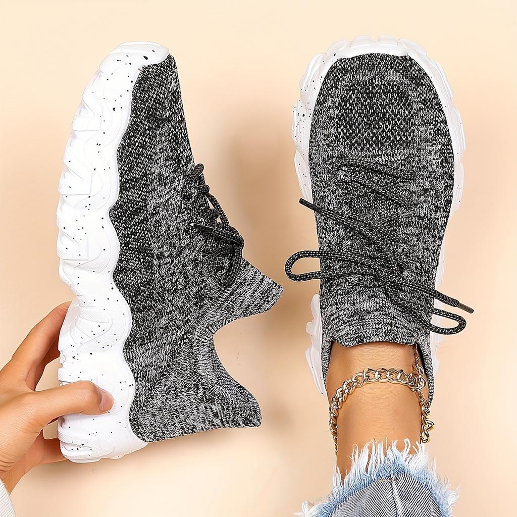 Women's Simple Plain Lace-Up Low Top Sneakers, Casual Comfortable Breathable Lightweight Sports Running Shoes, Women Shoes