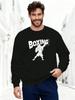 Men'S 100% Cotton Printed Long-Sleeve Crew Neck Pullover Boxing Buffalo Pattern Casual Round Neck Sweatshirt, Plus Size