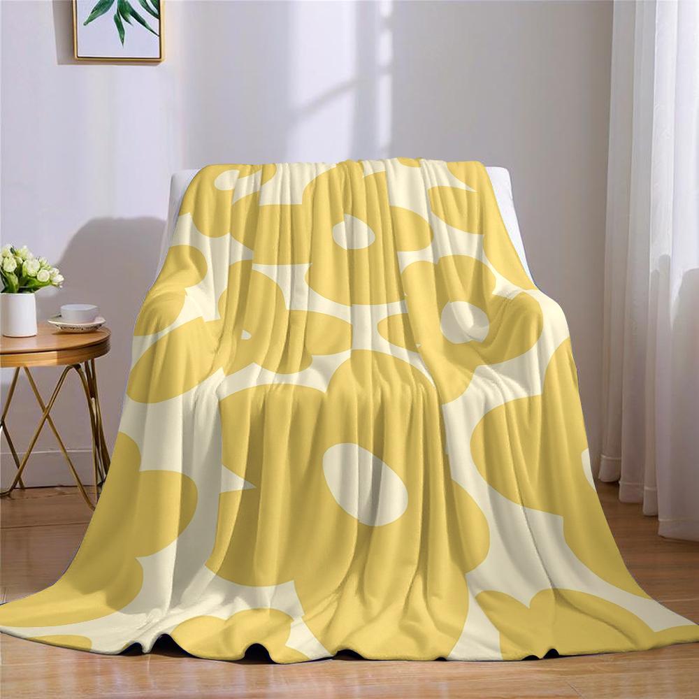 Yellow Blossoms Flannel Blanket Warm Soft Halloween Christmas Couch Warm Cozy Decorative Decor Gift for All Season