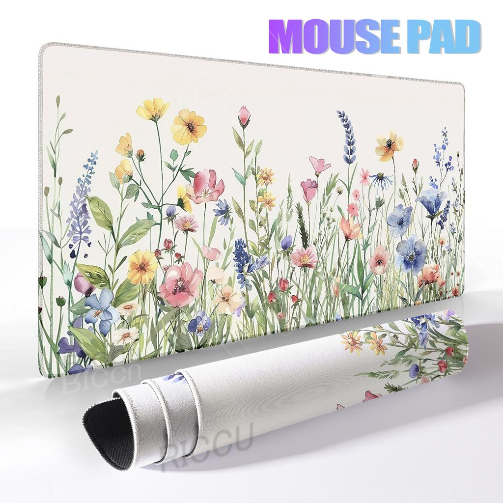Bohemian-Style Floral Plants Mouse Pad Plant Aesthetics XXL Gamer Laptop Keyboard Desk Mat PC Extended Pad HD Office Accessories