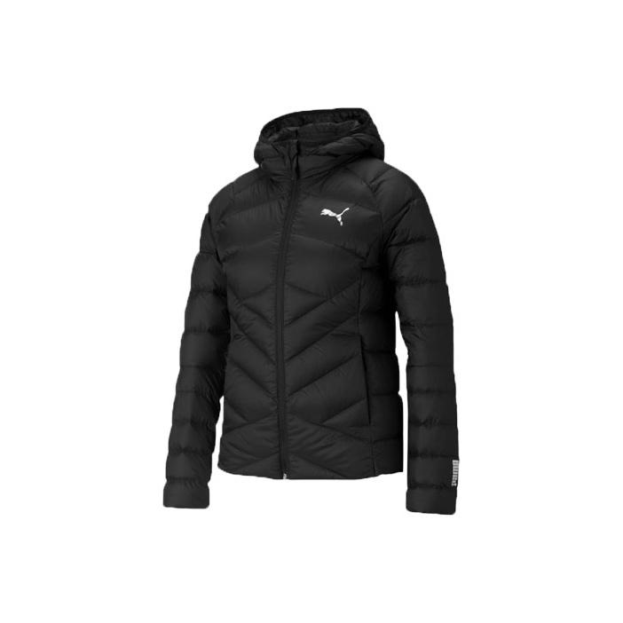 Puma Logo Print Hooded Down Jacket Women Outerwear Black 846298-01