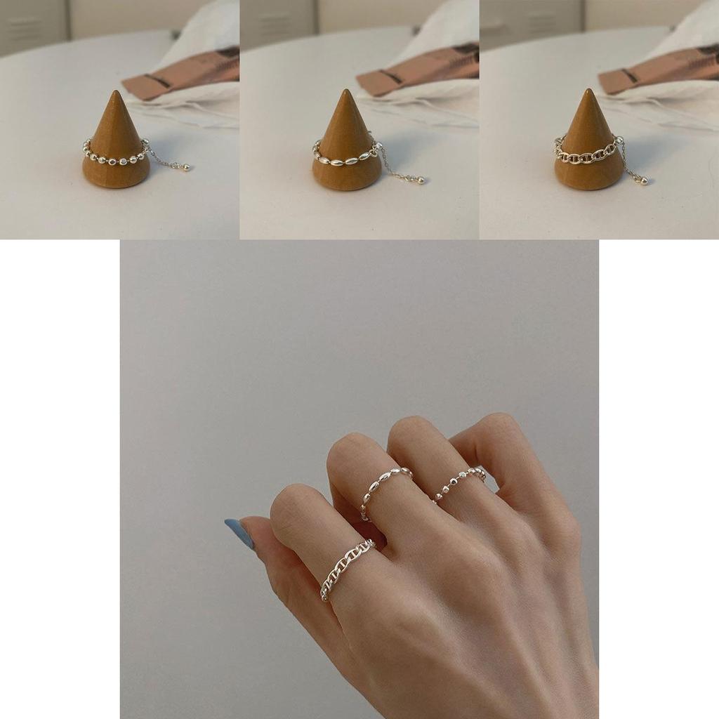 Contemporary Korean Style Adjustable Silver Ring Designed For Women With Fashionable Details