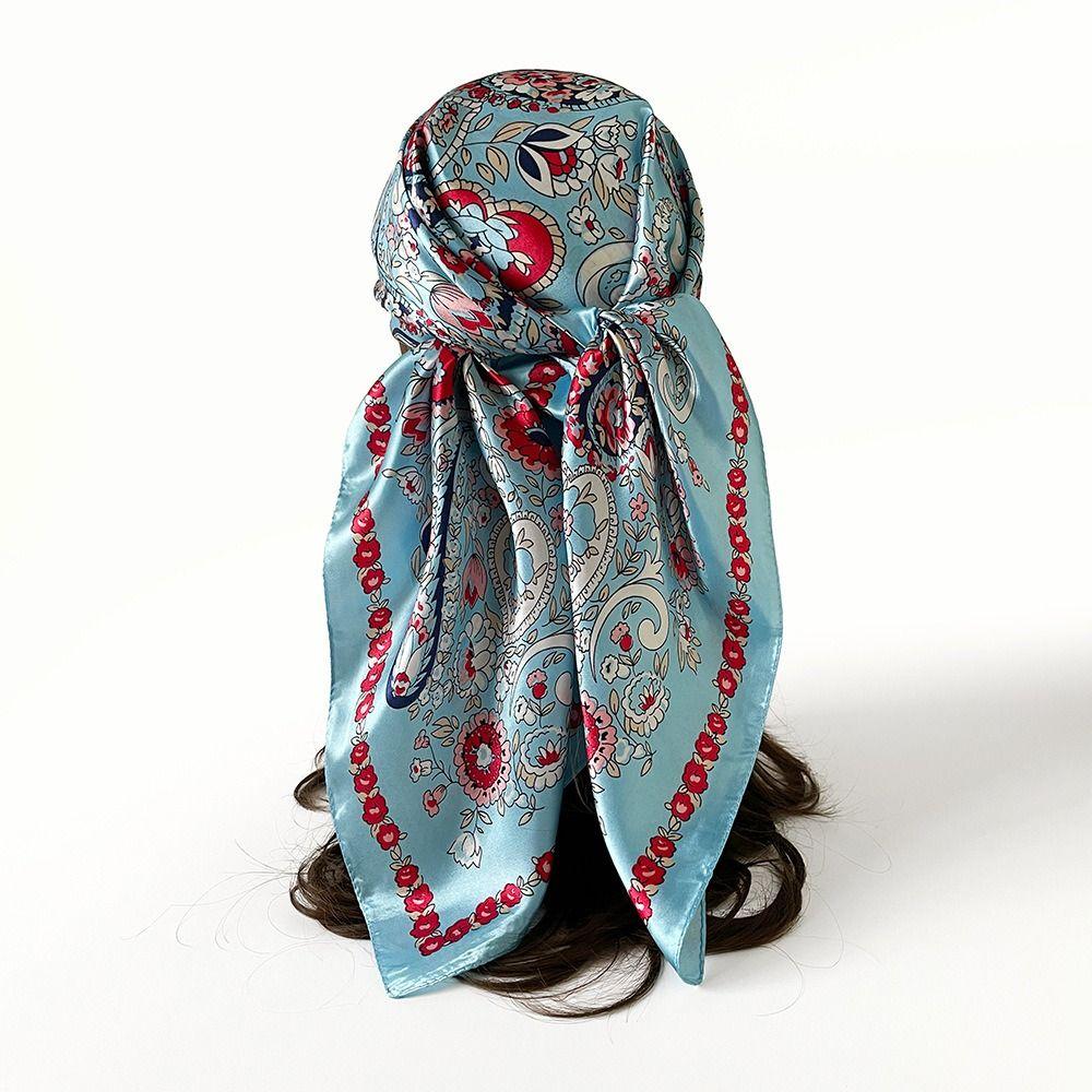 90*90cm Bandana Scarf Imitation Silk Shawl Wrap Fashion Hair Band  Fashion Accessory