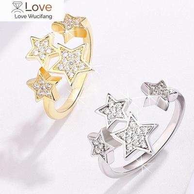 Stylish Star Opening Finger Rings for Women Trendy Female Dazzling Zirconia Delicate Design Wedding Party Accessories