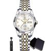 POEDAGAR Montre-bracelet étanche lumineuse à date en acier inoxydable pour femme, Montres tendance pour dames, Cadeaux pour femmes